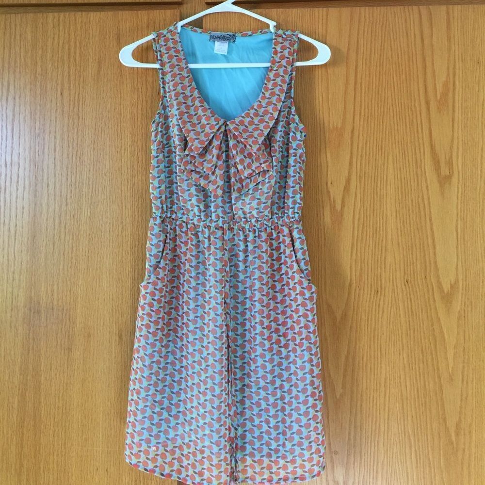 Fishbowl sheer lined apple print dress, small